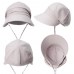  Summer Sun Hat Visor Linen Bucket Packable Wide Brim Uv Cap Chin Strap   eb-85573938